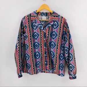 Blair Tribal Print V-Neck Button Down